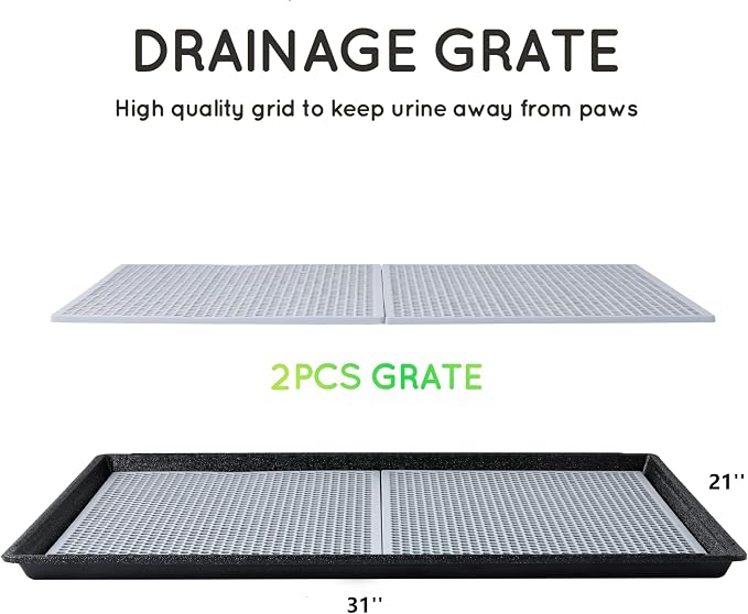 HQ4us Dog Pee Pad Holder Tray with Grate 34”×23”, Large Dog Litter Box Toilet, Puppy Pee Pad Holder, Less Mess, Dog Potty Indoor Outdoor for Balcony | Puppy Pee Pad Holder Tray, Easy Clean Potty for Dogs Potty Training, Leak-Resistant Plastic Toilet Ou...