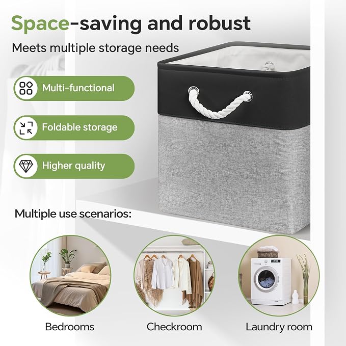ECDYQXVU 13x13x13 Inch Storage Cube Bins Foldable Organizer Baskets 6 Pack | Soft Cotton Handles, Premium EVA Fabric, Hard Cardboard Bottom, Sturdy Metal Rim, Closet Shelf, Living Room, Bedroom, Laundry