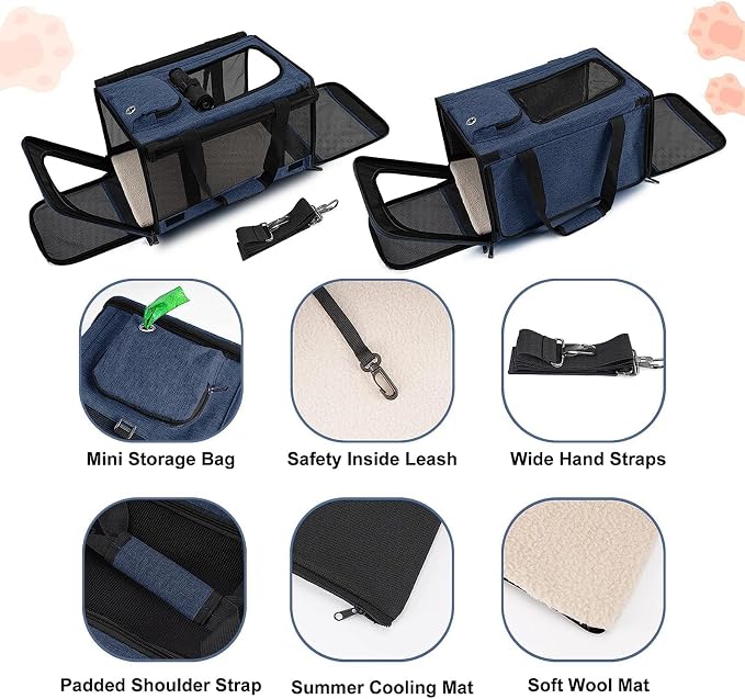 GAPZER Medium Cat Carrier Large Cat 15 lbs+ Soft Pet Car Cage Small Puppy | Privacy Protection Big Kitten Car Travel Cloth Carry Bag up to 20 lbs, Small Animal Portable Mesh Kennel Cage for Vet Visits