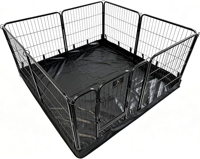 PJYuCien Puppy Playpen Plus Storage Bage with Bottom, 8 Panels 24" H | Heavy Duty, Dog Fence for Small Dogs, Foldable Square Pen, Indoor, Outdoor, Backyard Pasture, Camping, Protects Floors