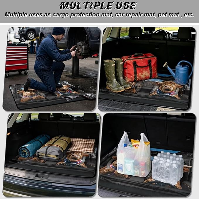 Universal Car Trunk Mat Driving Animal Cattle Cargo Liner 29" x 39", Non-Slip Trunk Protection Covers Rear Trunk Mats Fits Most Cars SUV, All Weather Used