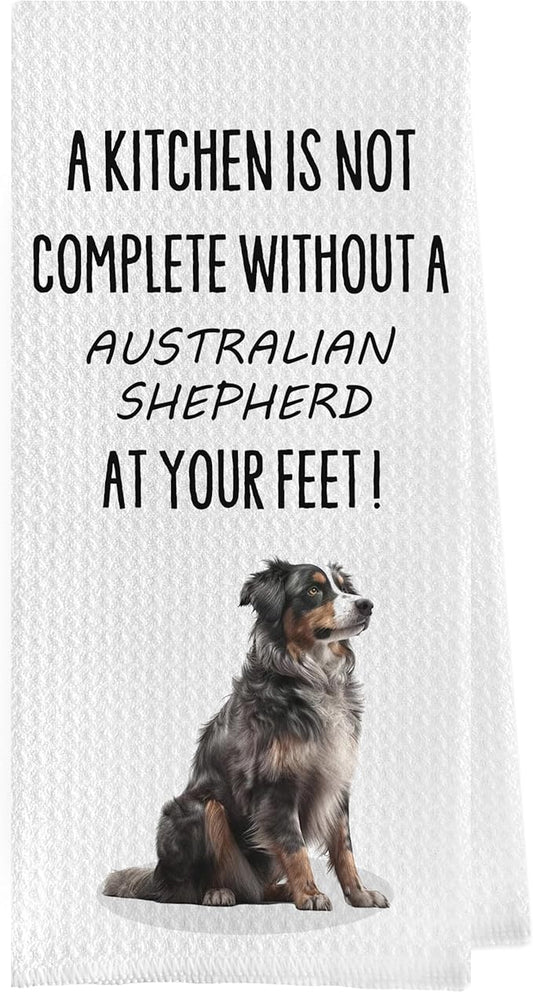 Australian Shepherd Dish Towels - Funny Australian Shepherd Waffle Weave Kitchen Towels, Hand Towel, Tea Towel (16×24 Inches)