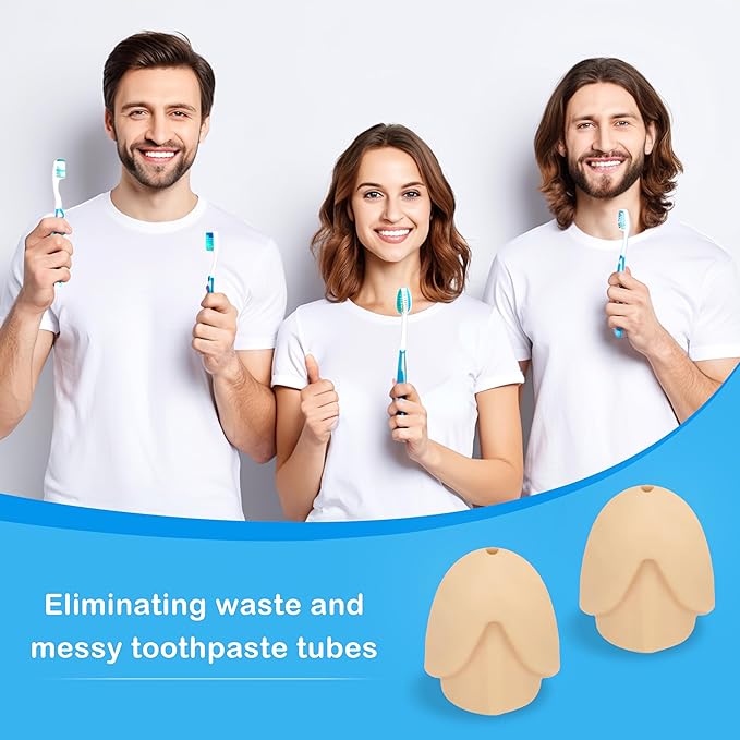 Gag Gifts - White Elephant Gifts, 2Pcs Toothpaste Dispenser, Toothpaste Squeezer, Pranks 3D Printed Self Closing Toothpaste Caps Bathroom Accessories for Bathroom Toothbrush Holders