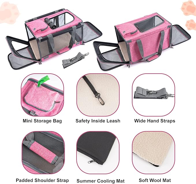 GAPZER Pet Carrier for Large and Medium Cat, Soft-Sided Pet Crate for Puppy | Dog Foldable Car Traveling Kennel Bag with Privacy Protection, Big Kitten Carrying Cage Ventilated Home Outdoor Vet Transport