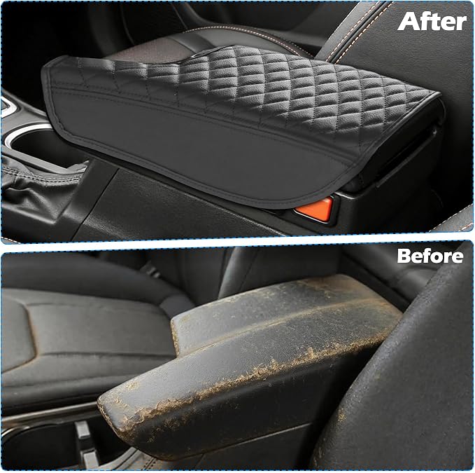 Leather Center Console Armrest Cover for 2017-2023 Subaru Impreza & 2018-2023 Crosstrek – Black Lid Protector, Scratch-Resistant Interior Accessory