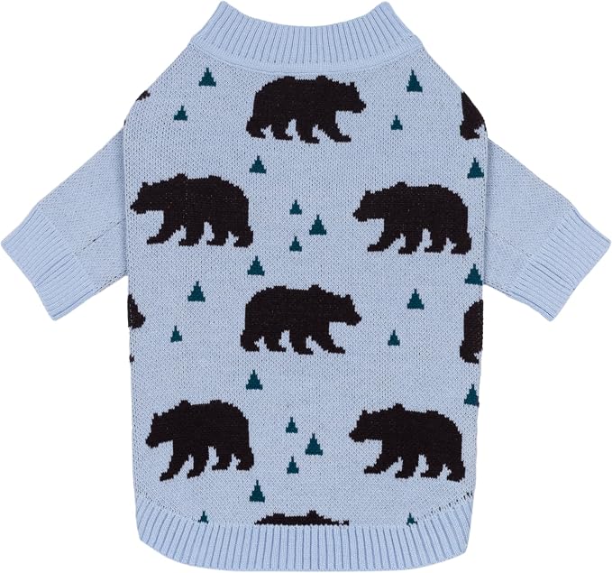 Fitwarm Polar Bear Dog Jacquard Sweater, Cozy Winter Clothes for Small Dogs Boy Girl, Knitted Pet Outfit, Light Blue, Black, XL