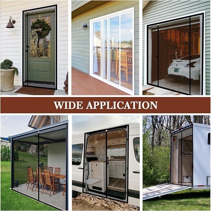 Yotache Customized Magnetic Screen Door 35"-40" Width | Strengthened Magnet, Polyester Mesh, Sliding Door