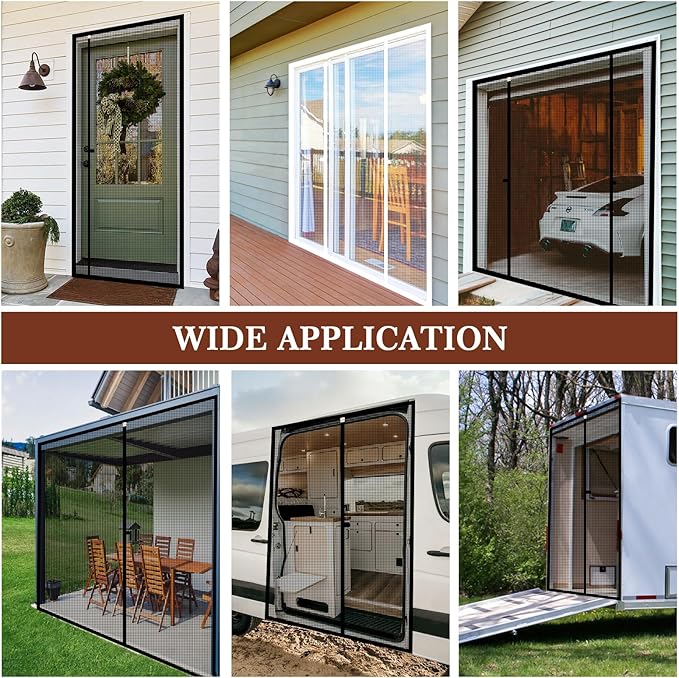 Yotache Customized Magnetic Screen Door, 25"-35" Width | Powerful Magnet, Reinforced Polyester Net Curtain, Back Door