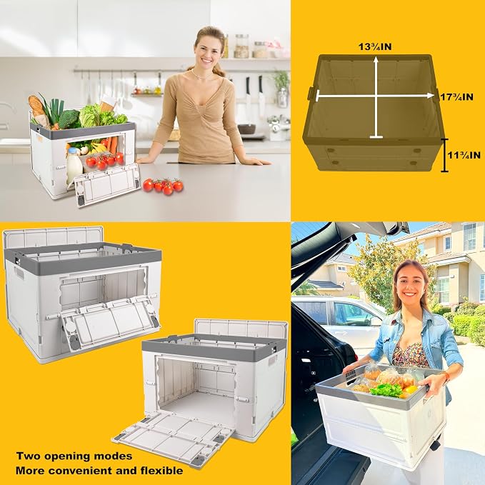Wellmax Foldable Utility Cart & Rolling Crate – 132 lbs Capacity, Silent Wheels, Aluminum Handle + Bonus Collapsible Basket