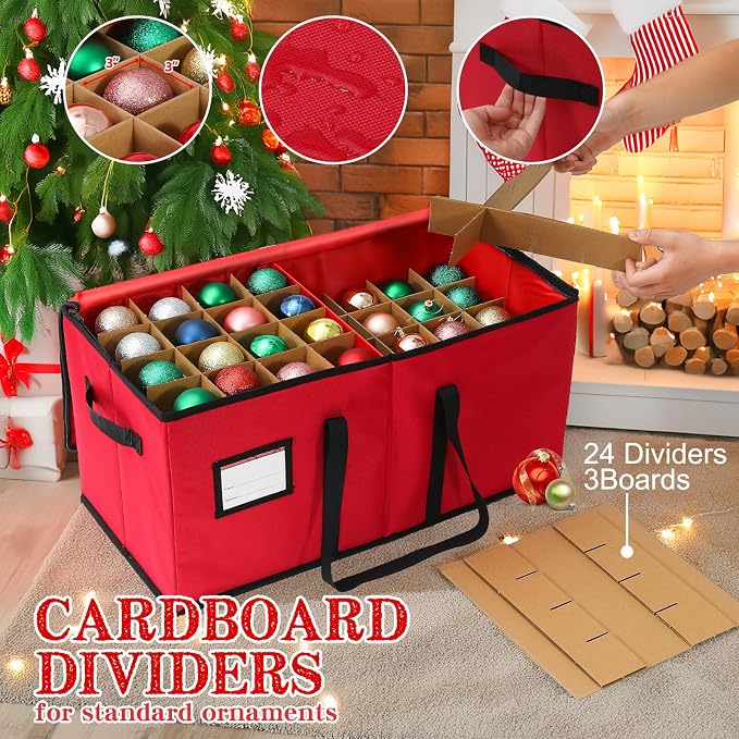 Christmas Decoration Organizer Ornament Holder Village Storage Chest Box，Tree Keepers Ornament Ball Storage，Santas Bags Storage