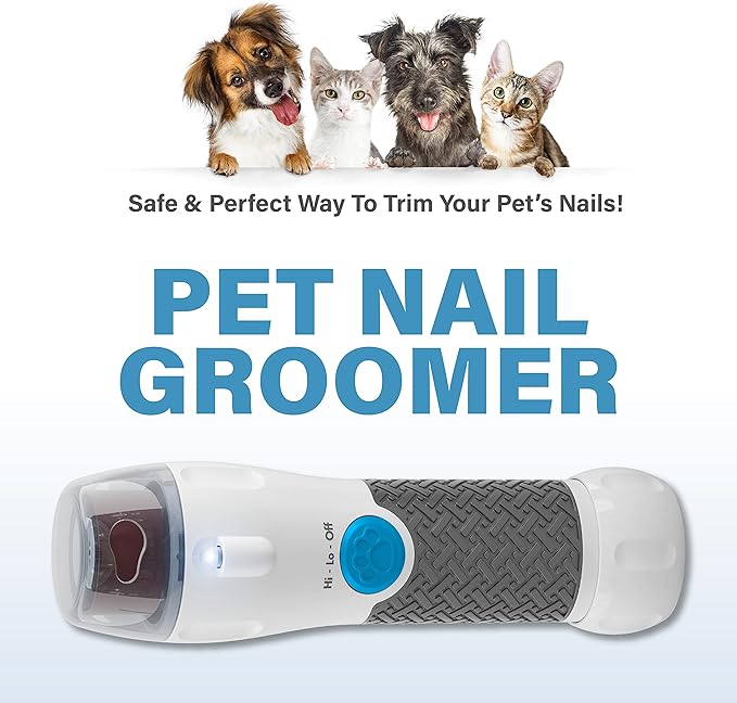 Bell+Howell Pawperfect Cordless Dog and Cat Nail Trimmer Rotating File with Safety Guard, 5000-7000 RPM's, Gentle and Painless Dremel Dog Nail Grinder w/ 3 Modes with 3 Replacement Rollers