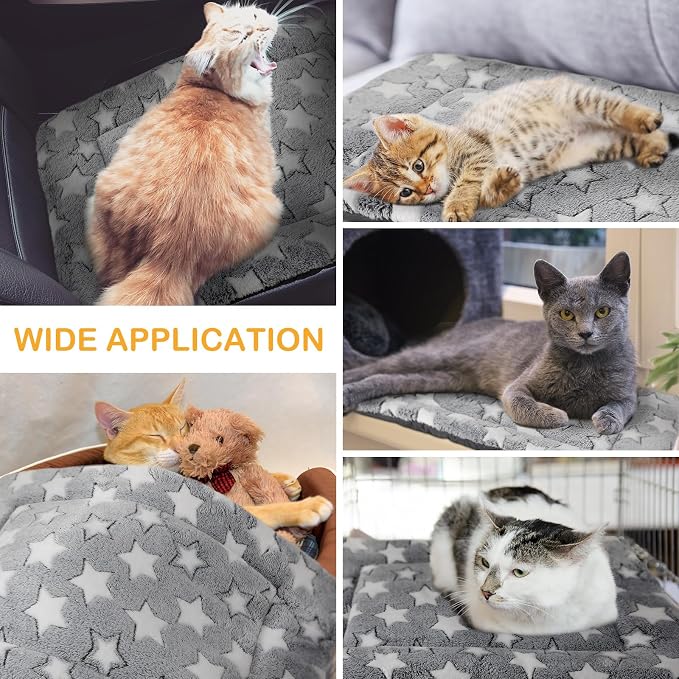 4 Pcs Dog Crate Pads Soft Warm,18 x 24 x 1.6 Inch,Star,Gray | Ultra Soft Warm Washable Anti-slip Kennel Bed Mat for Pets,Reversible Replaceable,for Small Medium Large Dogs and Cats