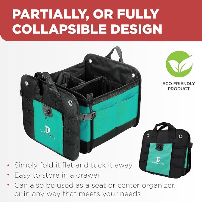Teal Car Trunk Organizer for SUV & Auto Cargo Storage, Large | Fits Cars, SUVs & Trucks Reduces Trunk Clutter Keeps Items Within Reach Great for Shopping Easy Storage Car Accessories