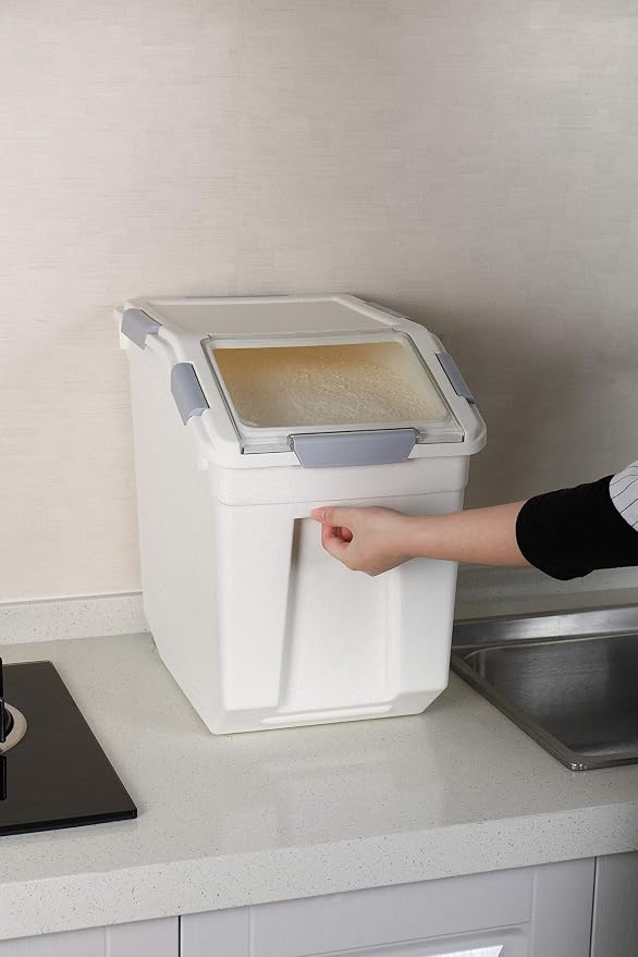 EonTone [2-Pack] 30 lbs Flour Storage Container, 25L Airtight Food Bin with Wheels BPA-Free