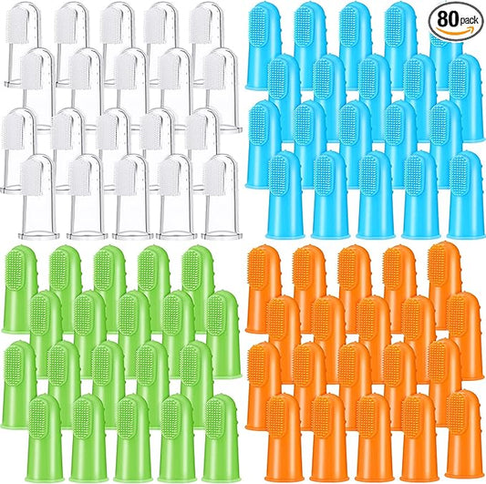 Nuogo 80 Pack Bulk Dog Toothbrush Soft Finger Brushes, Pet Finger Toothbrush for Easy Teeth Cleaning, Soft Dental Care Brush for Dogs, Small Cats and Puppies