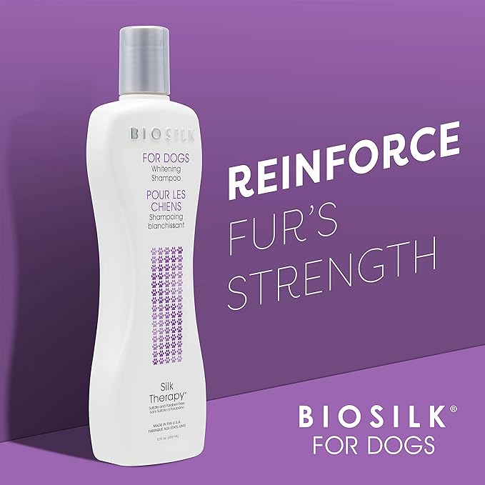 BioSilk Silk Therapy Whitening Dog Shampoo, Brightening Pet Shampoo with Silk Protein for White and Light Colored Coats, Enhances Shine and Softness, pH Balanced Dog Wash, 12 Fl Oz - 2 Pack