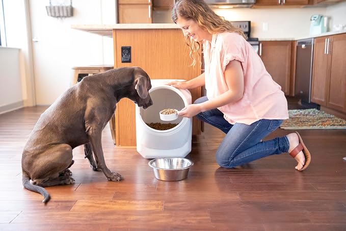 Vittles Vault Traditional Dog and Cat Food Container + Scoop, Gray, 60lbs | BPA Free Plastic, Sealed Airtight for Kibble, Bird Seed, Oatmeal and More; Includes Scoop, Made in USA