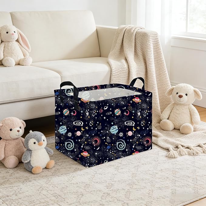Rectangular Star baskets,Storage Basket,Waterproof foldable laundry basket for Kids,Cute Toys Storage Bin Organizer,Book bins,Starry Sky Galaxy Room Decor(Stars)