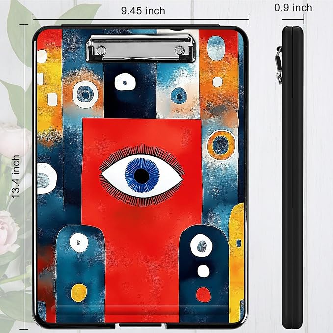 Heavy Duty Storage Clipboard, Slim Nursing Clipboard with Internal Pen Case, Portable File Organizer Case for A4 Letter Size Paper Office Medical Professionals, Artistic Eyes