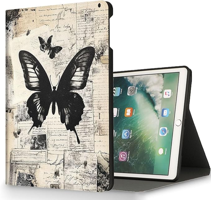 for Microsoft Surface Pro 11/10/9-13" 2024/2022 Tablet Case,Auto Wake/Sleep,Adjustable Stand Protective Cover - Vintage Butterfly Art