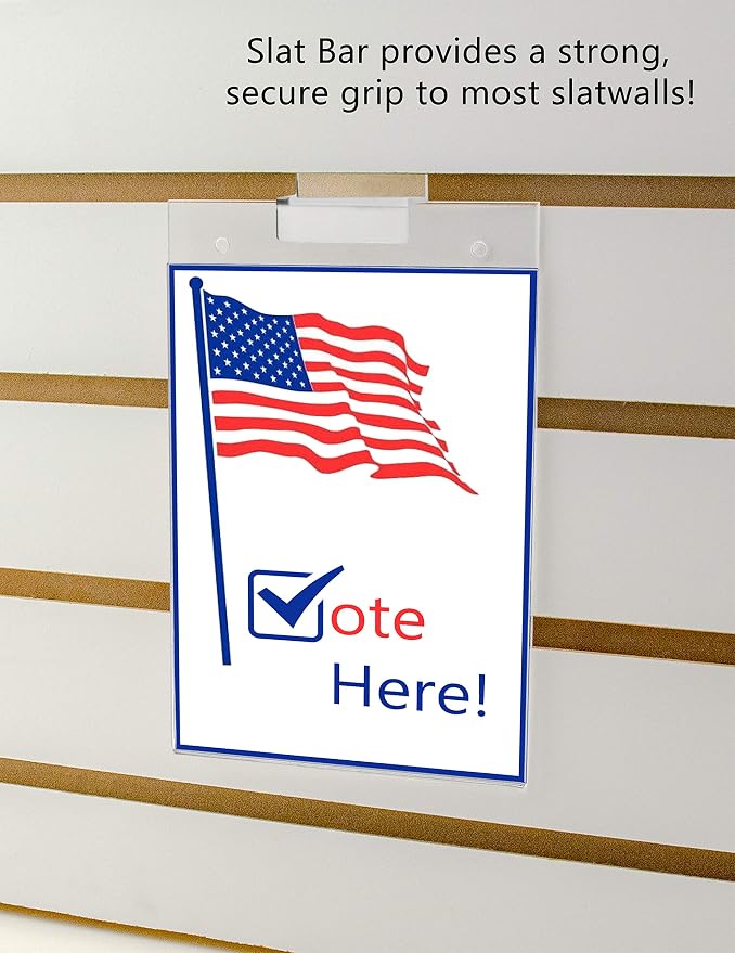 Marketing Holders 4 Pack Slatwall Sign Holder 5" x 7" for Menus Prices Lists and Event Notices in Restaurants Conventions and Trade Shows Clear Acrylic No Assembly