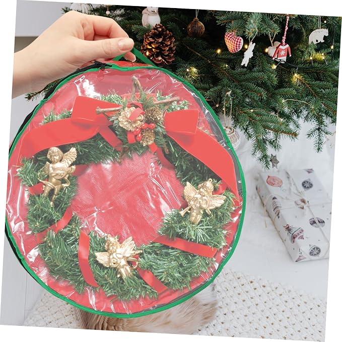 MAGICLULU 1pc Christmas Wreath Storage Bag Window Packing Bag for Holiday Decorations for Wreaths and Seasonal Items Storage Container
