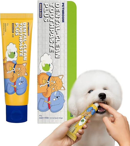 PETHROOM Pet Dental Clean Toothpaste Plus for Dogs & Cats – Apple Flavor, Enzymatic Toothpaste for Fresh Breath & Plaque Control, Gentle Daily Dental Care, Net Wt 2.1 oz