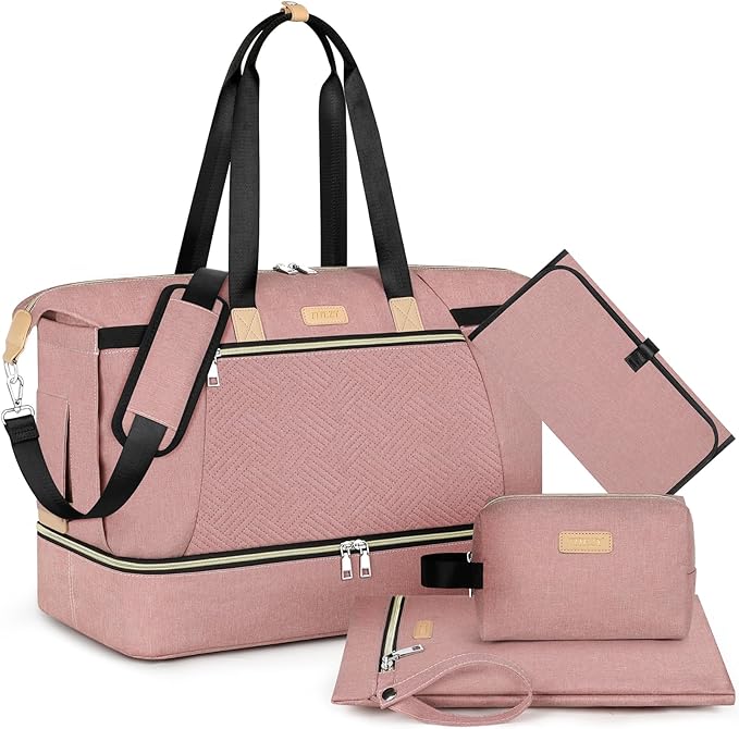 Diaper Bag Tote for Baby 7PCS, Large Mommy Bag with Portable Changing Pad | Multifunctional Hospital Bags for Labor and Delivery with Pacifier Case and Organizer Pouches,Travel Baby Bag for Boy Girl