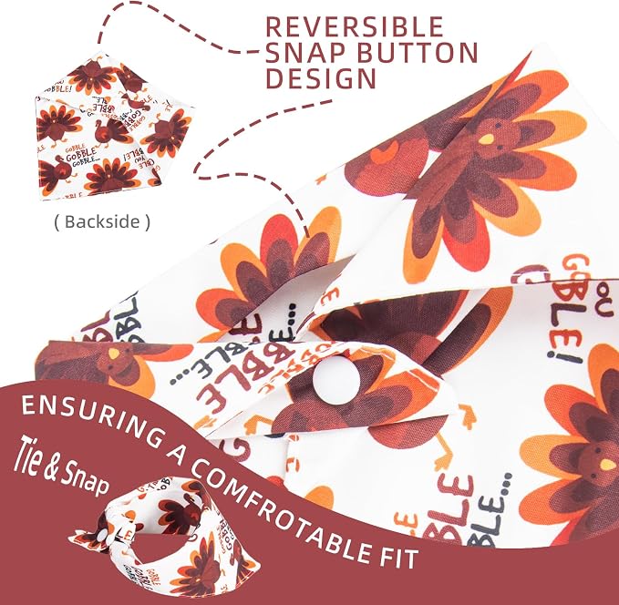 Dog Thanksgiving Bandana Funny Gobble Turkey Costume, M 7-30lbs Pet