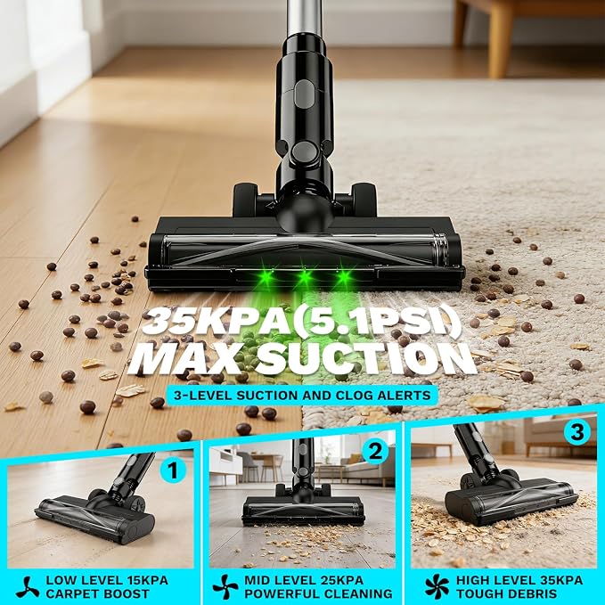 Cordless Vacuum Cleaner compatible with Makita 18V Battery, 8-in-1 Stick Vacuum with Pet Brush, 35KPA Suction, 350W Brushless Motor, Smart Touchscreen, for Carpet Floor Car (Battery Not Included)