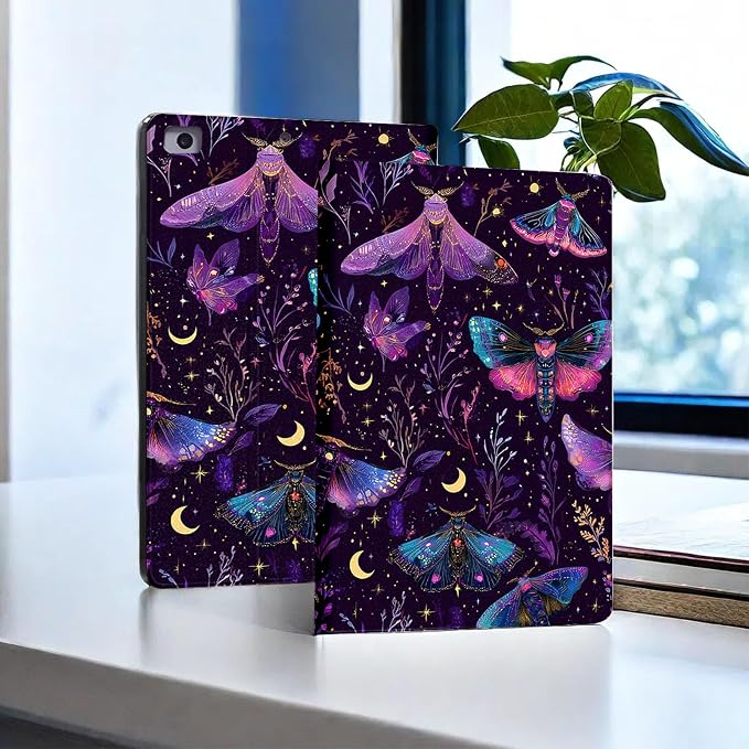 for Microsoft Surface Go 4/3/2/1-10.5" 2021 Tablet Case,Auto Wake/Sleep,Adjustable Stand Protective Cover - Purple Moth Moon Star