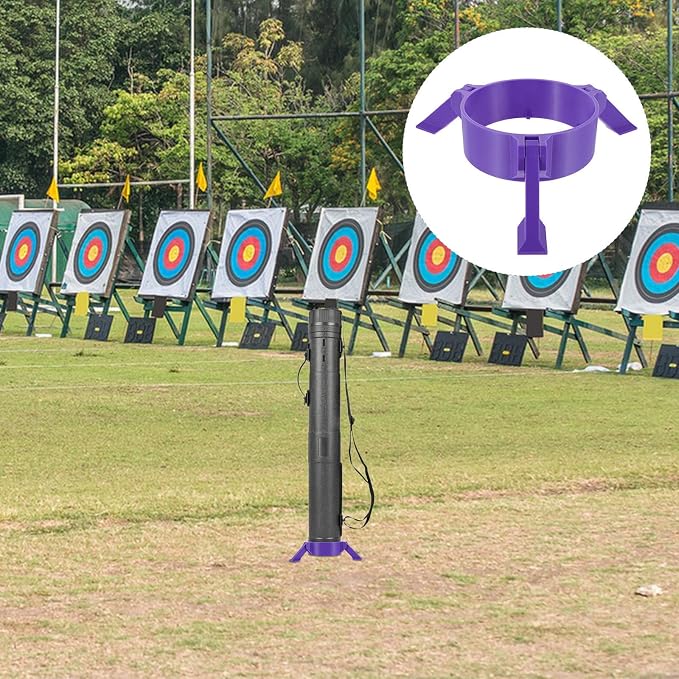 Arrow Tube Stand Adjustable Round Base Floor Rack for Tournaments | Pet Build, Purple Finish, Portable Setup, Target Practice and Outdoor Sessions, Stable 3-leg Support with Height Adjustment