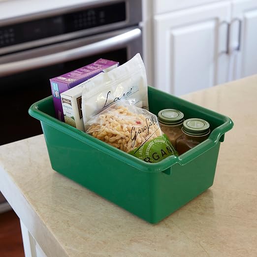 ECR4Kids Scoop Front Storage Bins, Multipurpose Organization, Green, 10-Piece | Durable plastic, GREENGUARD Gold Certified, 1.2 gallon capacity, lightweight & nestable, built-in handle, classroom/home use