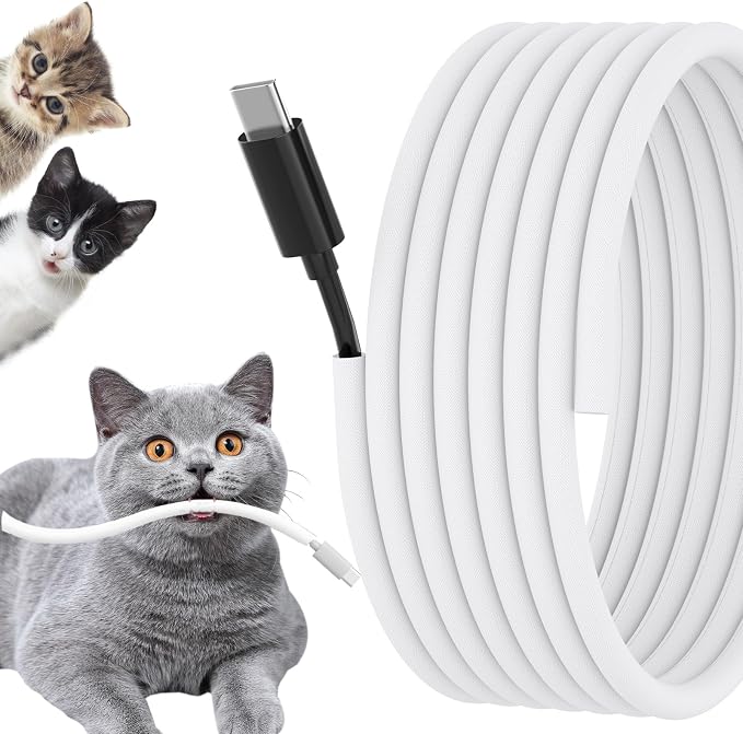 Cord Protectors from Pets No Chew, 1/4 inch 10ft Wire Protector Cord Covers for Pets, Flexible Cable Sleeve Cord Management for TV/Computer/Electric Wires/Phone Charging Cables, White