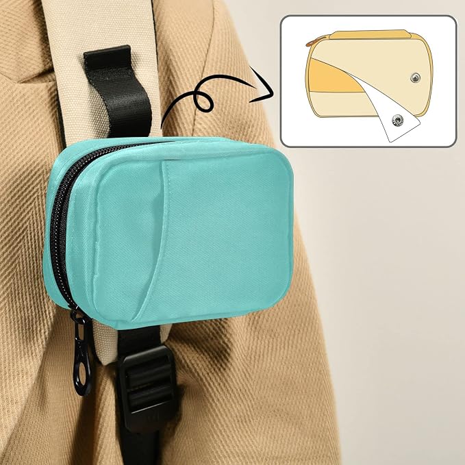 Travel Pill Case 7 Day Pill Organizer Turquoise Pill Case Portable Weekly Pill Box Bag Container Vitamin Supplement Holder with Zipper for Family Business