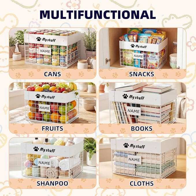 Kaiferty Indestructible Large Dog Toy basket, Chew-Proof Medium Toy Bin for Dogs, Pet Toy Bin Dog Metal Basket for Toys, Puppy Toy Storage Organizer Blankets, Toy Box for Living Room Area (White)