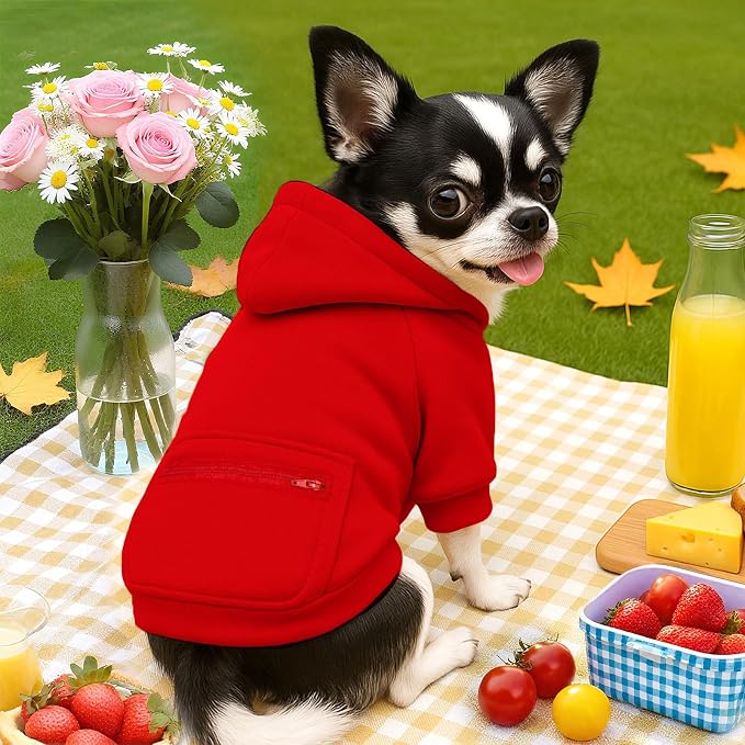 PETCARE Basic Dog Hoodie Sweaters for Small Medium Large Dogs Cats Puppy Clothes Soft Warm Fleece Dog Hoodies Sweatshirt with Small Pockets Fall Winter Chihuahua Dachshund Golden Retriever Outfits