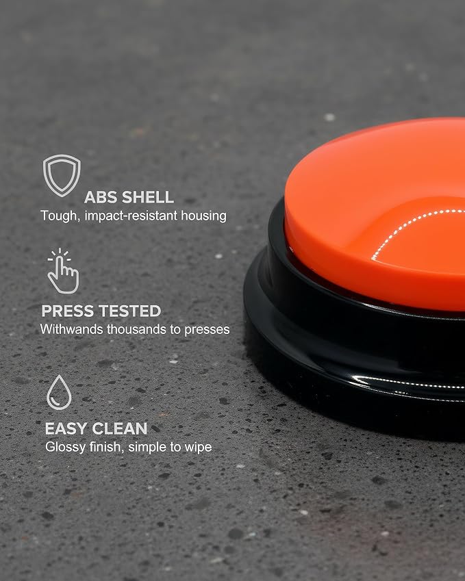 Dog Talk Buttons Voice Recording Button for Communication and Pet Training 30-Second Record & Playback Talking Button for Study, Office, Family, and Kids (Orange, one)