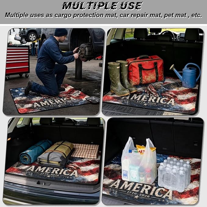 America Eagle Cargo Liners for Cars USA Patriotic Trunk Mats Dustproof Rear Cargo Mat Protector Trunk Liner Pads USA 250 Years Anniversary Car Accessories, 4th of July