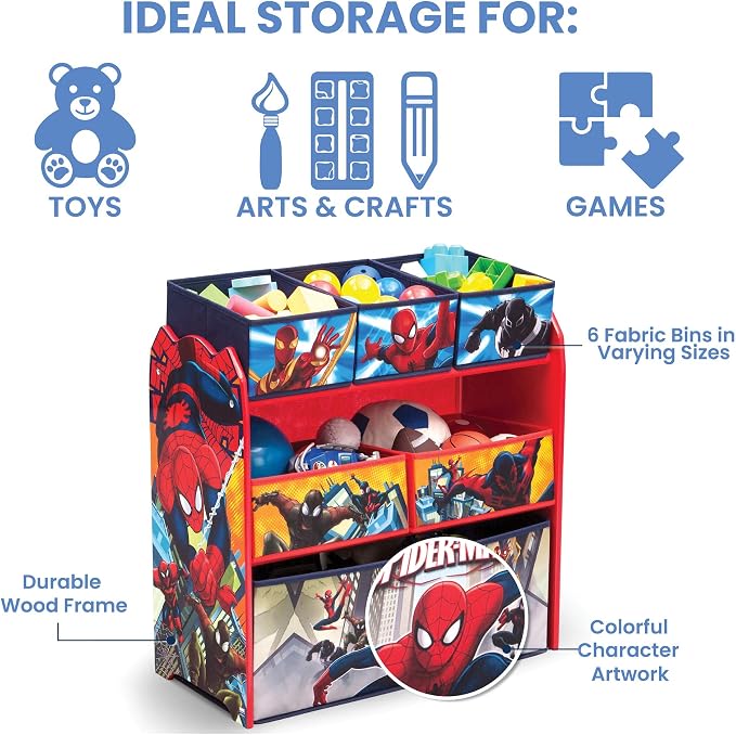 Delta Children Multi-Bin Toy Organizer, Marvel Spider Man