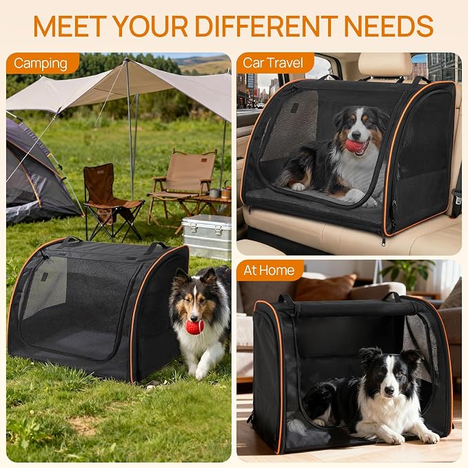 Dog Car Seat, Enclosed Carrier for Pets Travel Safety Dog Crate Soft-Sided Covered Car Kennel Carrier for Backseat for Medium Dogs
