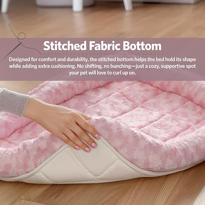 MidWest Homes for Pets QuietTime Fashion XS Dog Bed - Pink Faux Fur Bolster, Ultra-Soft and Machine Washable, Fits 22-Inch Crates and Carriers, for Small Dogs and Cats