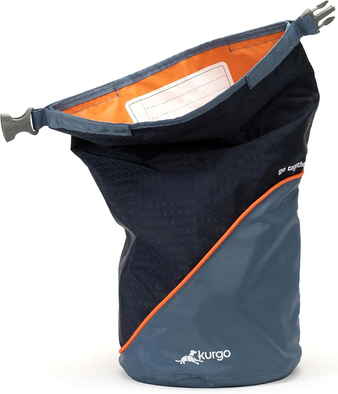 Kurgo Kibble Carrier - Portable Kibble Carrier - Compact Travel Storage - Dog Food Dry Bag - Camping Dog Storage - 5 lb Capacity - Navy