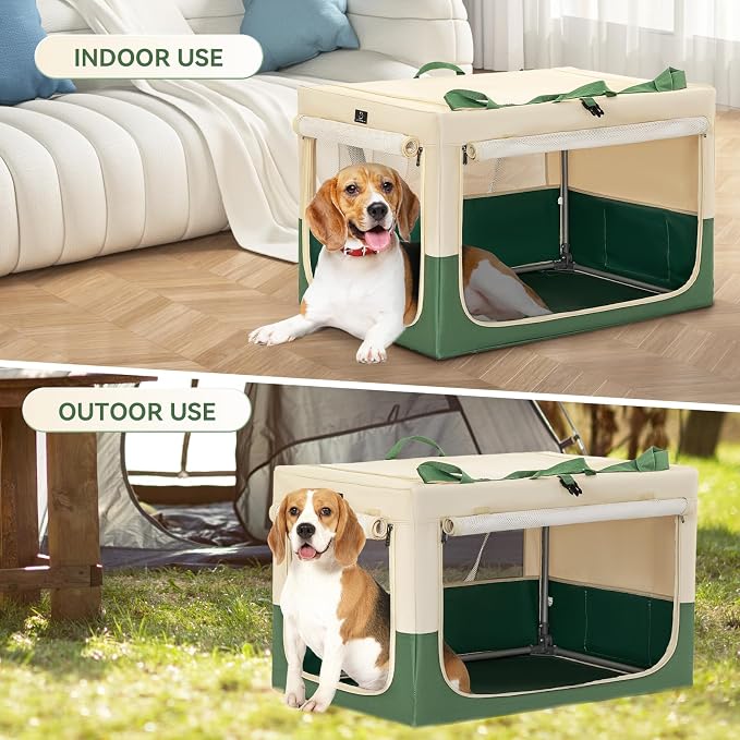 A 4 Pet 30-in Collapsible Soft Dog Crate, Medium Dogs, Travel | patented screw frame, Lockable zippers, waterproof base, washable cover, outdoor/indoor/car