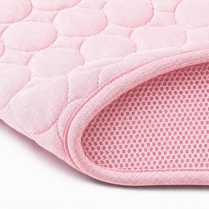 Doggykingdom Cooling Mat for Dogs – Ice Silk Self-Cooling Pet Pad for Dogs & Cats, Breathable Washable Cooling Pad for Crate, Kennel, Car & Floor, Summer Sleeping Mat, No Water Needed, Pink, X-Small