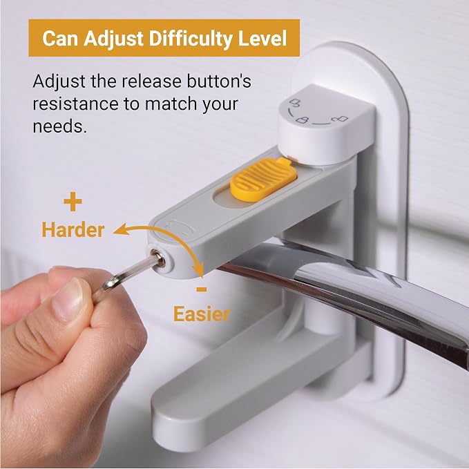 SVD.PET Door Lever Lock for Petproof & Childproof, 2 Pack | Prevents Toddlers and Pets from Opening Doors, Unique Difficulty Adjustment, Easy One Hand Operation for Adults