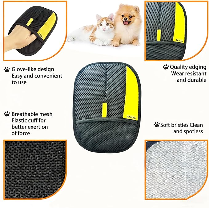 Electrostatic Pet Hair Removal Gloves: Quick Wiping - Reusable & Washable for Sofa Clothing Pet Beds Effortless Cats & Dogs Hair Remover for Busy Pet Owners (2pcs-Black)