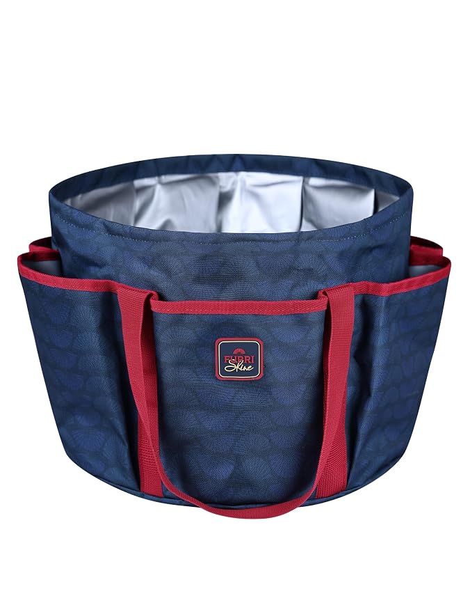 Horse Grooming Tote Bag, Waterproof Grooming Organizer with Multiple Pockets for Brushes & Tools, Stable & Show Use Navy