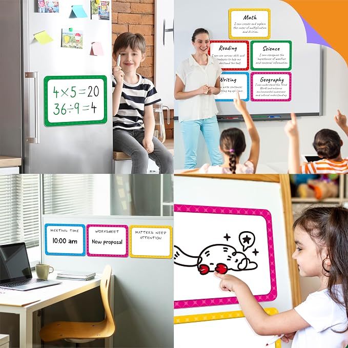 5 PCS Large Magnetic Labels, 5 Colors Reusable Dry Erase Blank Magnets Write & Wipe Organization Chart for Whiteboard, Locker, Fridge, School Office Home Classroom Use (11" x 7.9")
