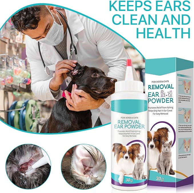 ZIXAOK Dog Ear Cleaner - Removal Ear Powder for Pets,Dog Ear Infection Treatment,Supports Infection Prone Ears, Ear Odor in Pets (2PC Ear Powder)